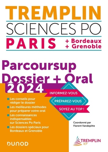 Tremplin Sciences Po. Paris + Bordeaux + Grenoble. Parcoursup Dossier + Oral  Edition 2024
