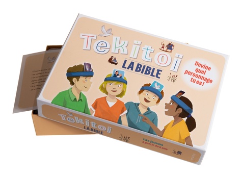 Tekitoi. La Bible. Devine quel personnage tu es ! Avec 50 cartes, 6 bandeaux à mettre autour de la tête, 50 jetons à découper, 1 sablier et 1 règle du jeu