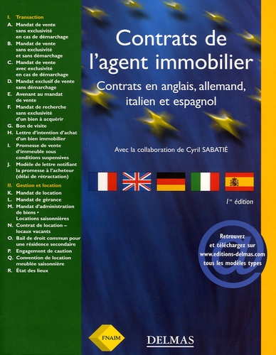 Fnaim - Contrats de l'agent immobilier - Contrats en anglais, allemand, italien et espagnol.