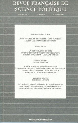  Fondation Sciences Politiques et  Collectif - Revue Francaise De Science Politique Volume 49 N° 6 Decembre 1999.
