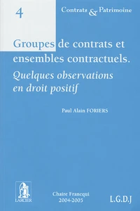 Groupes de contrats et ensembles contractuels