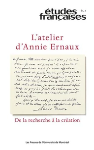 Études françaises. Volume 61, numéro 2, 2025
