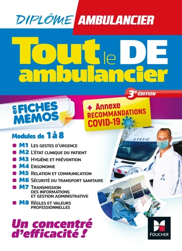 Couverture de Tout le DE Ambulancier : en fiches mémos, modules de 1 à 8