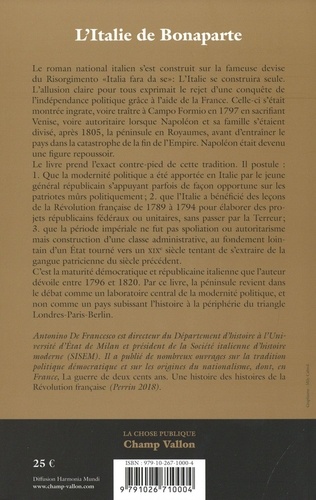 L'Italie de Bonaparte. Politique, construction de l'Etat et nation dans la péninsule en révolution 1796-1821