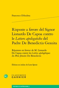 Rispota a favore del signor Lionardo De Capoa contro Le Lettere apologetiche del P. De Benedictis gesuita 1967