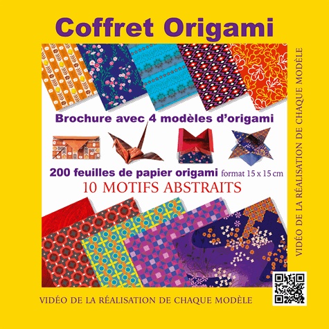 Francesco Decio et Vanda Battaglia - Coffret origami jaune - 4 modèles avec guide d'instructions, 200 feuilles de papier origami, 10 motifs japonais.