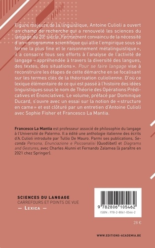 Pour se faire langage. Lexique élémentaire de la Théorie des Opérations Prédicatives et Enonciatives d'Antoine Culioli