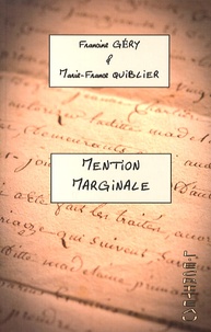 Francine Géry et Marie-France Quiblier - Mention marginale.