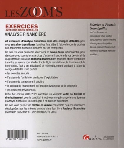 Analyse financière. Exercices avec corrigés détaillés  Edition 2019-2020