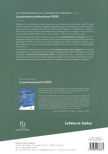 Les fondamentaux de la gestion du patrimoine. Tome 2, Le patrimoine professionnel  Edition 2023