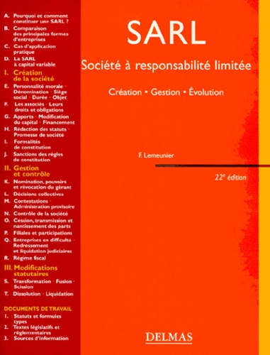 Francis Lemeunier - Sarl. Creation, Gestion, Evolution, 22eme Edition.