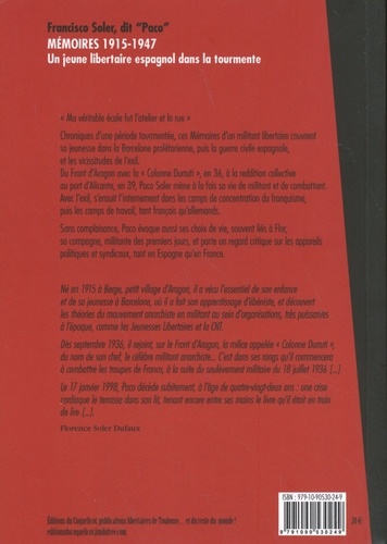 Mémoires 1915-1947. Un jeune libertaire espagnol dans la tourmente