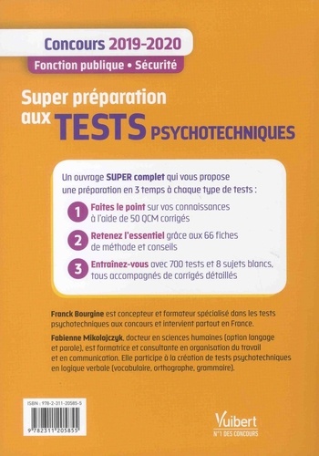 700 tests psychotechniques. Concours Fonction publique / Sécurité  Edition 2019-2020