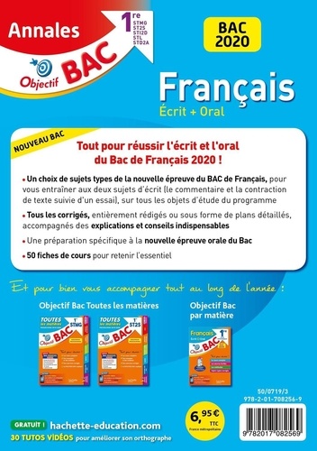 Français 1re STMG, ST2S, STL, STI2D, STD2A. Sujets et corrigés  Edition 2020