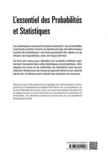 L'essentiel des probabilités et statistiques. Fiches, méthodes, exercices corrigés 2e édition