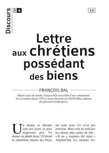 François Bal - Discours N° 4 - Lettre aux chrétiens possédant des biens.