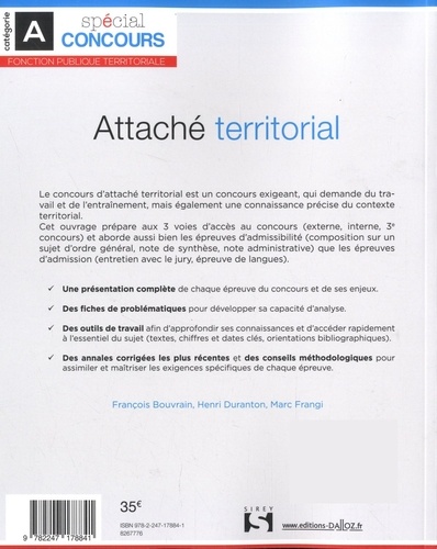 Attaché territorial. Catégorie A  Edition 2018