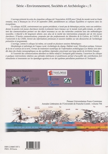 Actualités de la recherche en histoire et archéologie agraires. Actes du colloque AGER V, 19-20 septembre 2000, Besançon