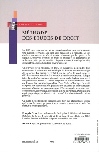 Méthode des études de droit. Conseils pour le cas pratique, le commentaire, la dissertation et la note de synthèse 5e édition