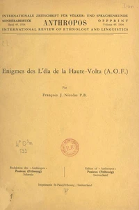 Énigmes des L'éla de la Haute-Volta, A.O.F.