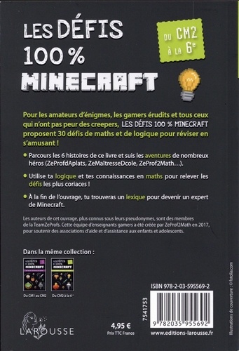 Les défis 100 % Minecraft. Du CM2 à la 6e, 10-11 ans