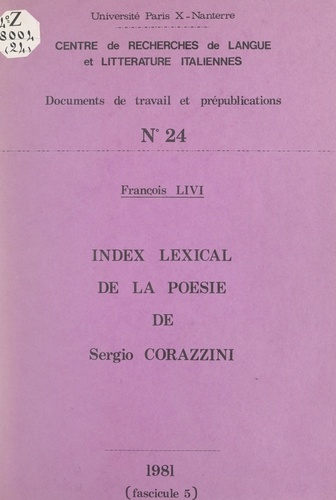 Index lexical de la poésie de Sergio Corazzini, 1886-1907