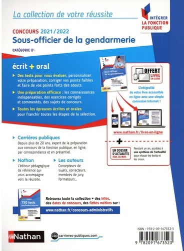 Concours Sous-officier de la gendarmerie Catégorie B  Edition 2021-2022