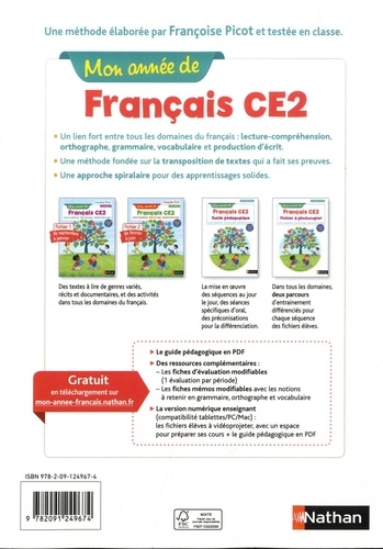 Mon année de français CE2. Guide pédagogique - Lecture-compréhension, Etude de la langue, Expression écrite et orale  Edition 2019