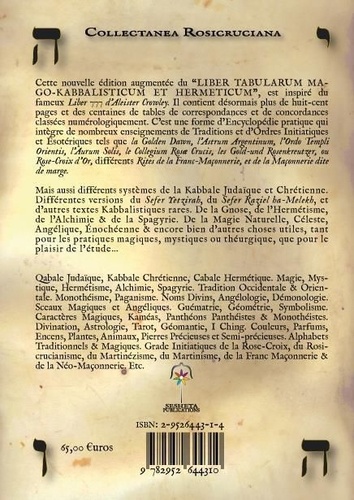 Liber Tabularum Mago-Kabbalisticum et Hermeticum. Table de Correspondances Magiques