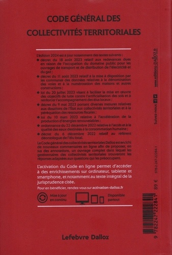 Code général des collectivités territoriales  Edition 2024