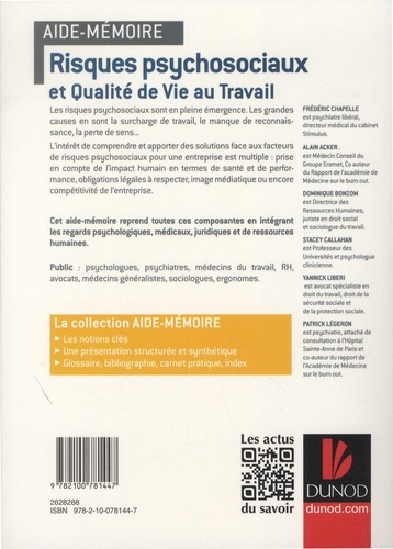 Risques psychosociaux et qualité de vie au travail en 36 notions