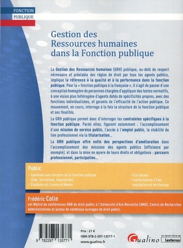 Gestion des ressources humaines dans la fonction publique. Catégories A+, A et B 5e édition