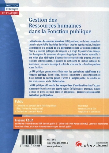 Gestion des ressources humaines dans la Fonction publique. Catégorie A+, A et B 6e édition