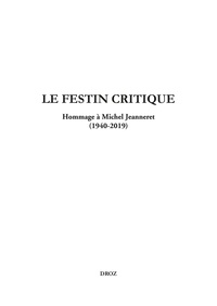 Frédéric Tinguely - Le festin critique - Hommage à Michel Jeanneret (1940-2019).