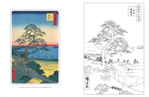 Cahier de coloriages : Paysages du Japon. Utagawa Hiroshige