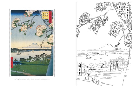 Cahier de coloriages : Paysages du Japon. Utagawa Hiroshige