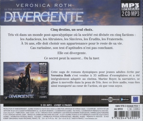 Divergente  avec 2 CD audio MP3