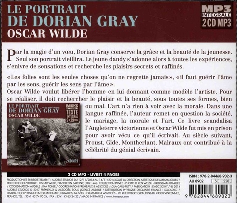 Le portrait de Dorian Gray  avec 2 CD audio MP3