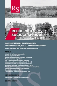 Recherches sociographiques. Vol. 65 No. 2-3, Mai-Décembre 2024