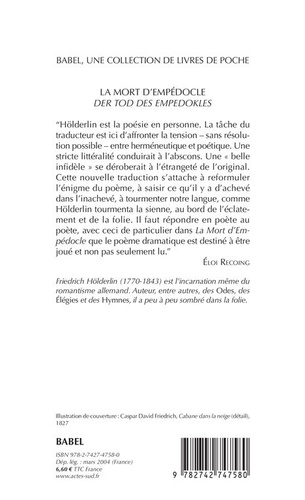 La mort d'Empédocle : Der Tod des Empedokles. Edition bilingue