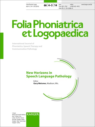 G Weismer - New Horizons in Speech Language Pathology - Special Topic Issue: Folia Phoniatrica et Logopaedica 2014, Vol. 66, No. 4-5.