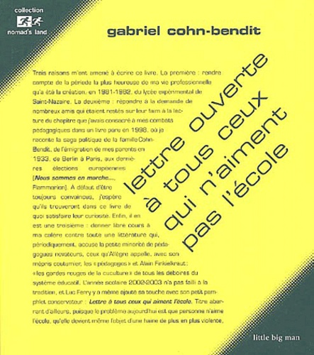Gabriel Cohn-Bendit - Lettre ouverte à tous ceux qui n'aiment pas l'école.