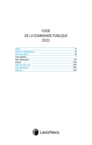 Code de la commande publique  Edition 2021