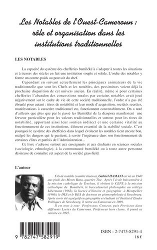 Les notables de l'Ouest-Cameroun : rôle et organisation dans les institutions traditionnelles