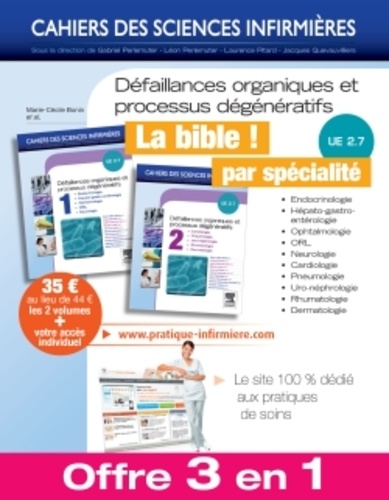 Gabriel Perlemuter et Arnaud Bourdin - Défaillances organiques et processus dégénératifs UE 2.7 - Pack 2 volumes avec accès au site Pratique infirmière.