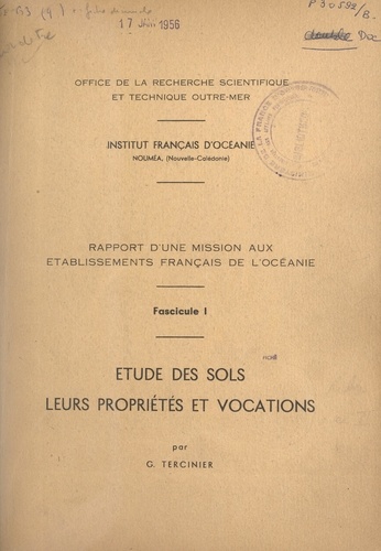Rapport d'une mission aux Établissements français de l'Océanie (1). Étude des sols, leurs propriétés et vocations