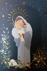 Gabrielle Wiehe - Lot de 10 exemplaires - Carte postale de la Vierge Marie en dorure..