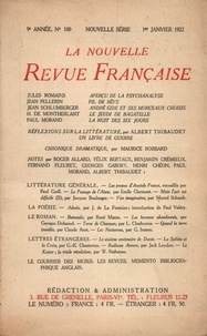  Gallimard - La Nouvelle Revue Française (1908-1943) N° 100 janvier 1922 : .
