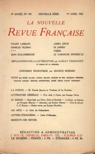 La Nouvelle Revue Française (1908-1940) N° 103 avril 1922