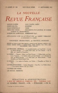 La Nouvelle Revue Française (1908-1940) N° 108 sept 1922